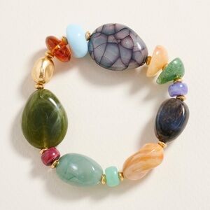 Chunky Mixed Resin Pebble Stretch Bracelet
